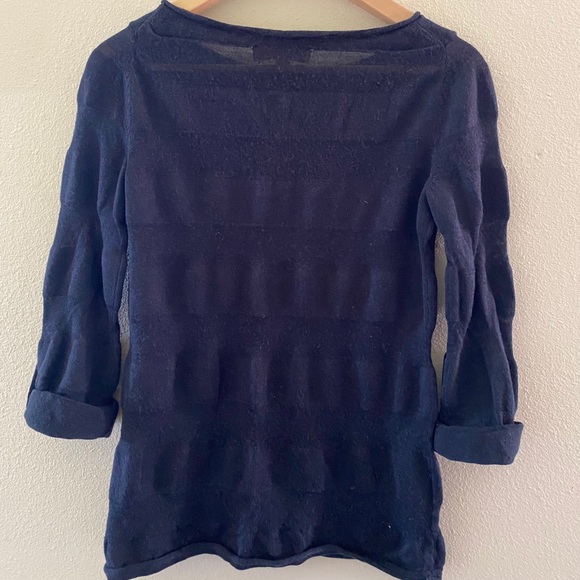 Navy Loft Top with Roll-Up 3/4 Sleeves - Picture 2 of 5